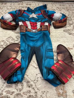 Captain America Kids Muscle Costume with Boot Covers
