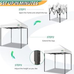 6.6x6.6ft Pop Up Canopy Tent, Heavy Duty Canopy Easy Set up All Weather Waterproof Outdoor Canopy Tent for Parties, Beach, Garden, Camping with 1 Hand