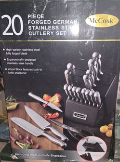 McCook Knife Set Sharp Kitchen Knife Block Set w Built-in Sharpener
German Forged Stainless Steel, 2