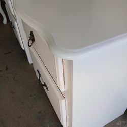 Refurbished White Nightstands or End Tables Pair 