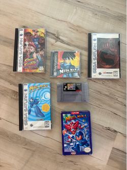 -MEGA MAN LEGENDS PS1 NEW NEVER OPENED  -MEGA MAN 8 SEGA SATURN MINT CONDITION  -MEGA MAN 5 NES IN BOX NEAR MINT -MEGA MAN X 3 SNES MINT CONDITION  -S