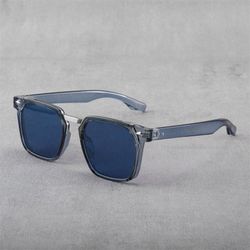 Layered design square black glasses frame UV400 retro versatile fashion blue sunglasses sunglasses