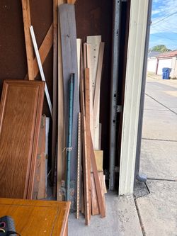 Pile of used wood pieces,
