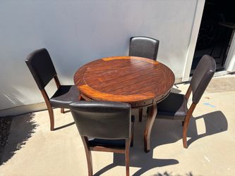 Round Wood Dining Table with 4 Chairs