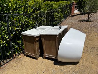Double Bathroom Vanity with Marble Top and Faucets