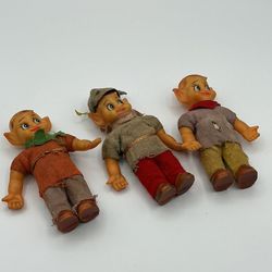 Lot Of 3 Vintage Japan 1960s Knee Hugger Elf Pixie Christmas Ornament