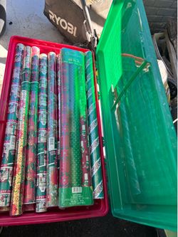 Christmas wrapping paper with storage bin