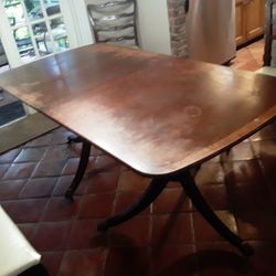 Antique Duncan Phyfe Style 1940s Dining Room Table And Chairs