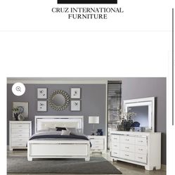 New White Led Bedroom Set 
