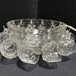 Vintage Federal Glass "Jubilee" Punch Bowl Set