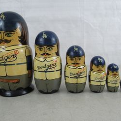 Los Angeles Dodgers Russian Hand Crafted Nesting Dolls 7 Piece Set
