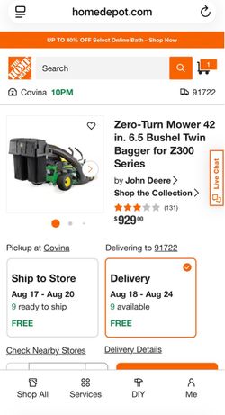 John Deere Zero-Turn Mower 42 in. 6.5 Bushel Twin Bagger for Z300 Series
