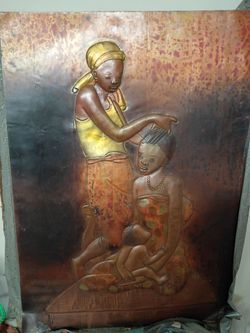 African Copper Relief Wall Art Panel