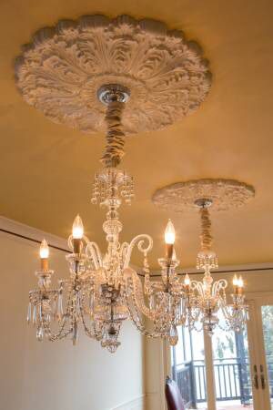 Vintage Pair Crystal Chandeliers with 5 branches
