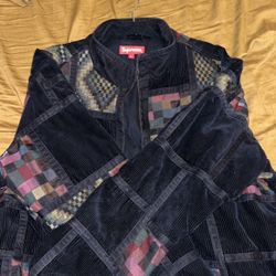 Supreme Corduroy Patchwork Denim Jacket Washed Black for Sale ...