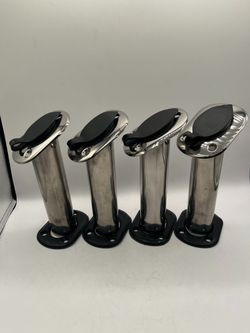 (4 pieces) 30° Gasket Flush Mount Rod Holder with PVC Cap, Stainless Steel