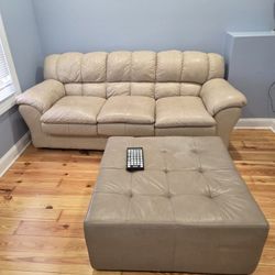 Soft Leather Couch With Ottoman 