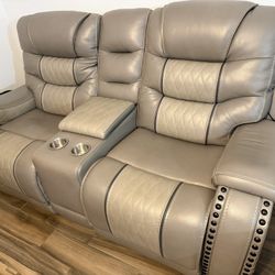 Grey Leather Recliner Love Seats And Recliner