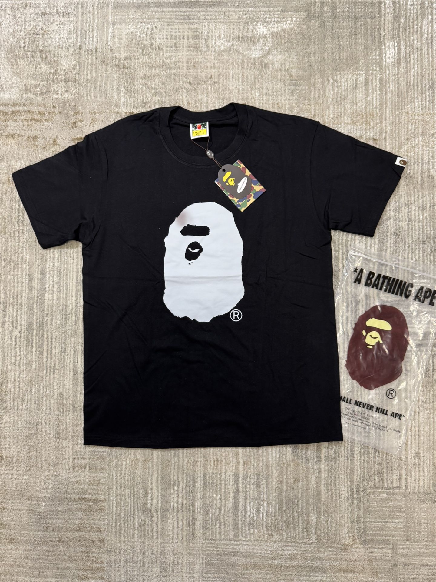 BAPE Spray Ape Head Garment Dyed Relaxed Fit Tee ‘Black’