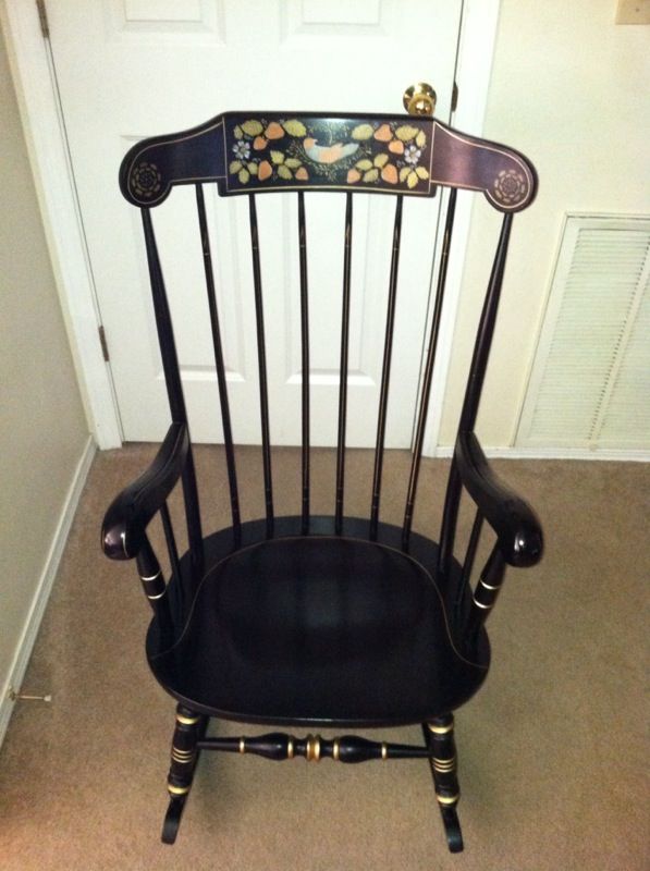 Ethan Allen Vintage Black Painted Rocking Chair