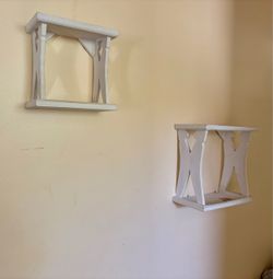 White barn shelves