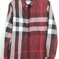 Burberry Shirt Plaid Red Medium