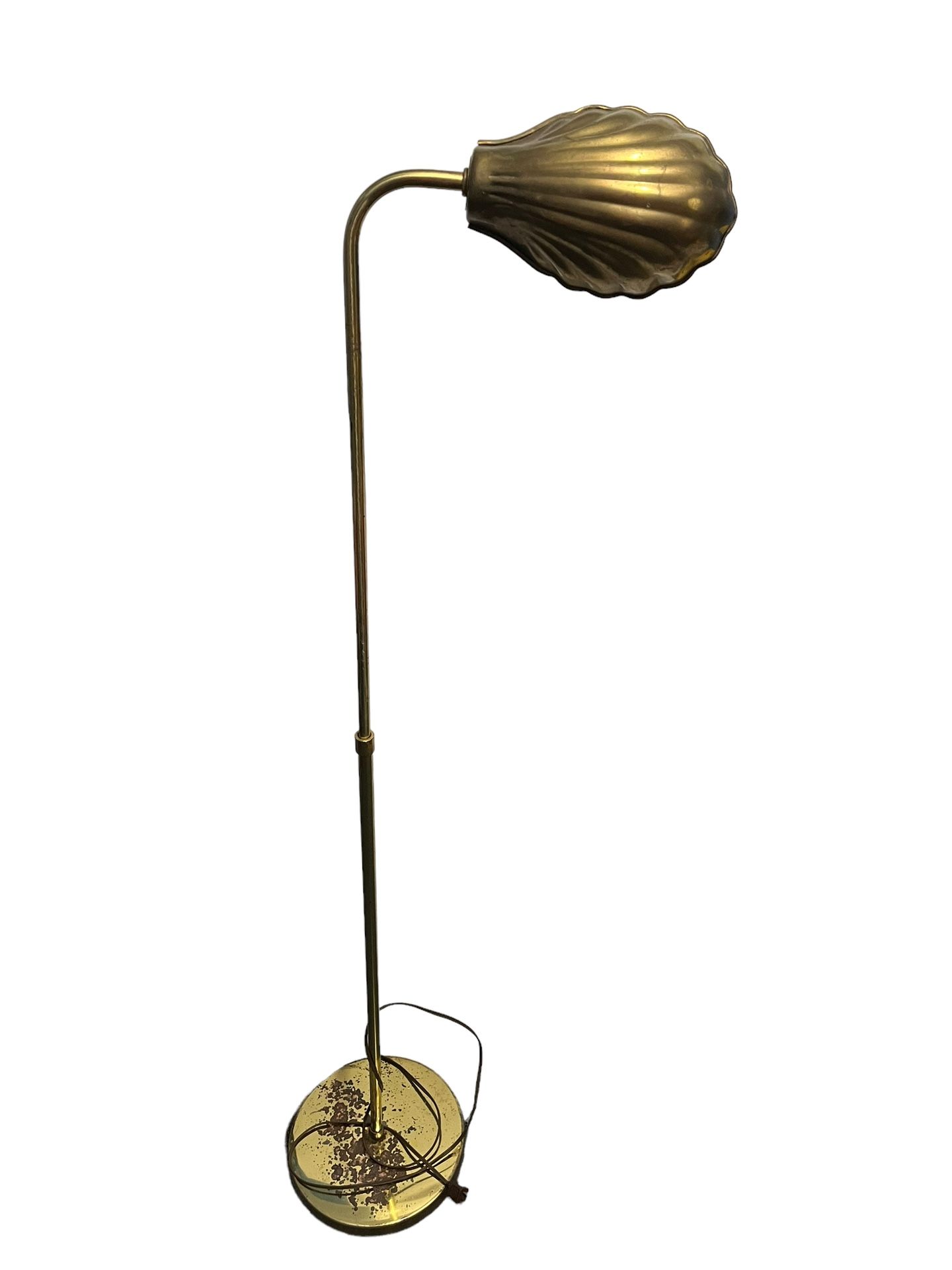 Mid Century Brass Floor Lamp Alsy Made Usa Clam Shell