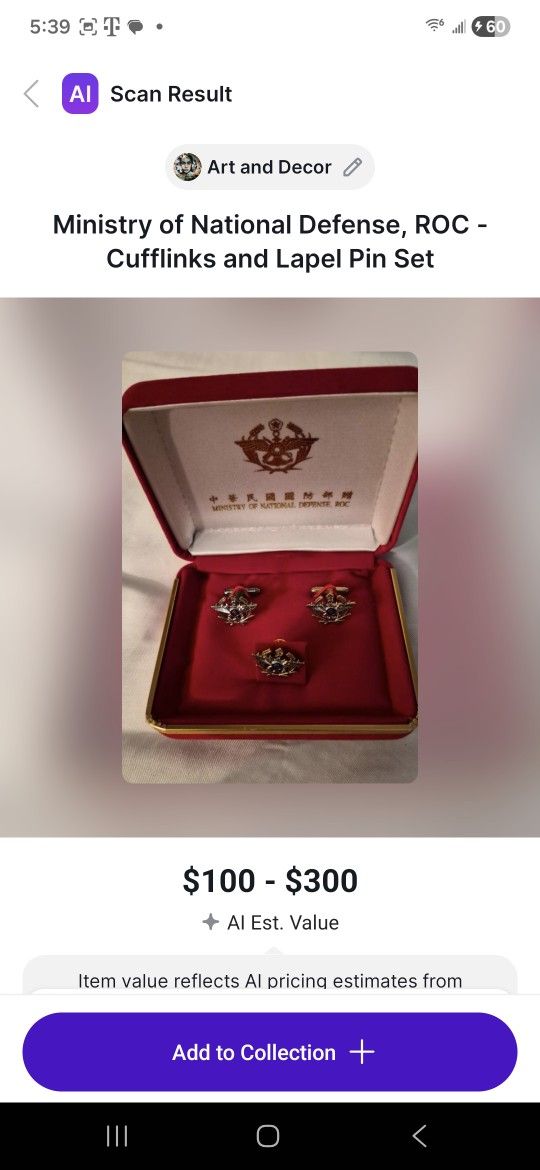 (VERY RARE)   Republic Of China Ministry Of National Defense 3 Pins Set