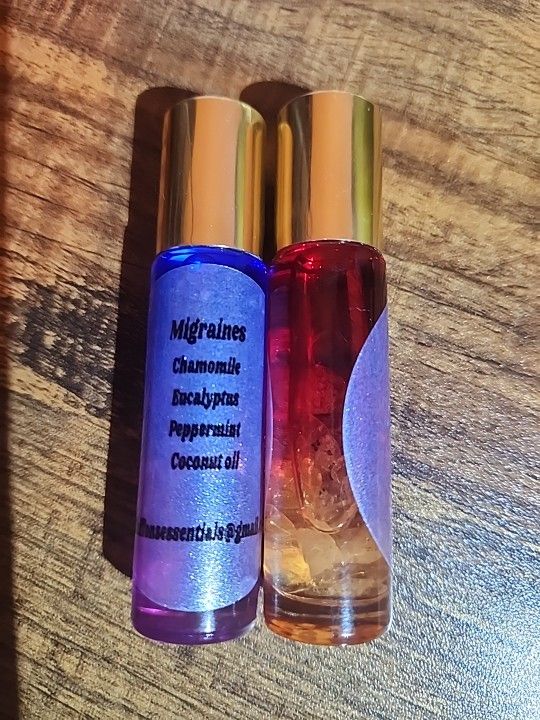 "Migraines" All Natural Roll-on Essential Oils Infused With Crystals