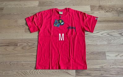 Stussy x BAPE Red T-Shirt Size Medium