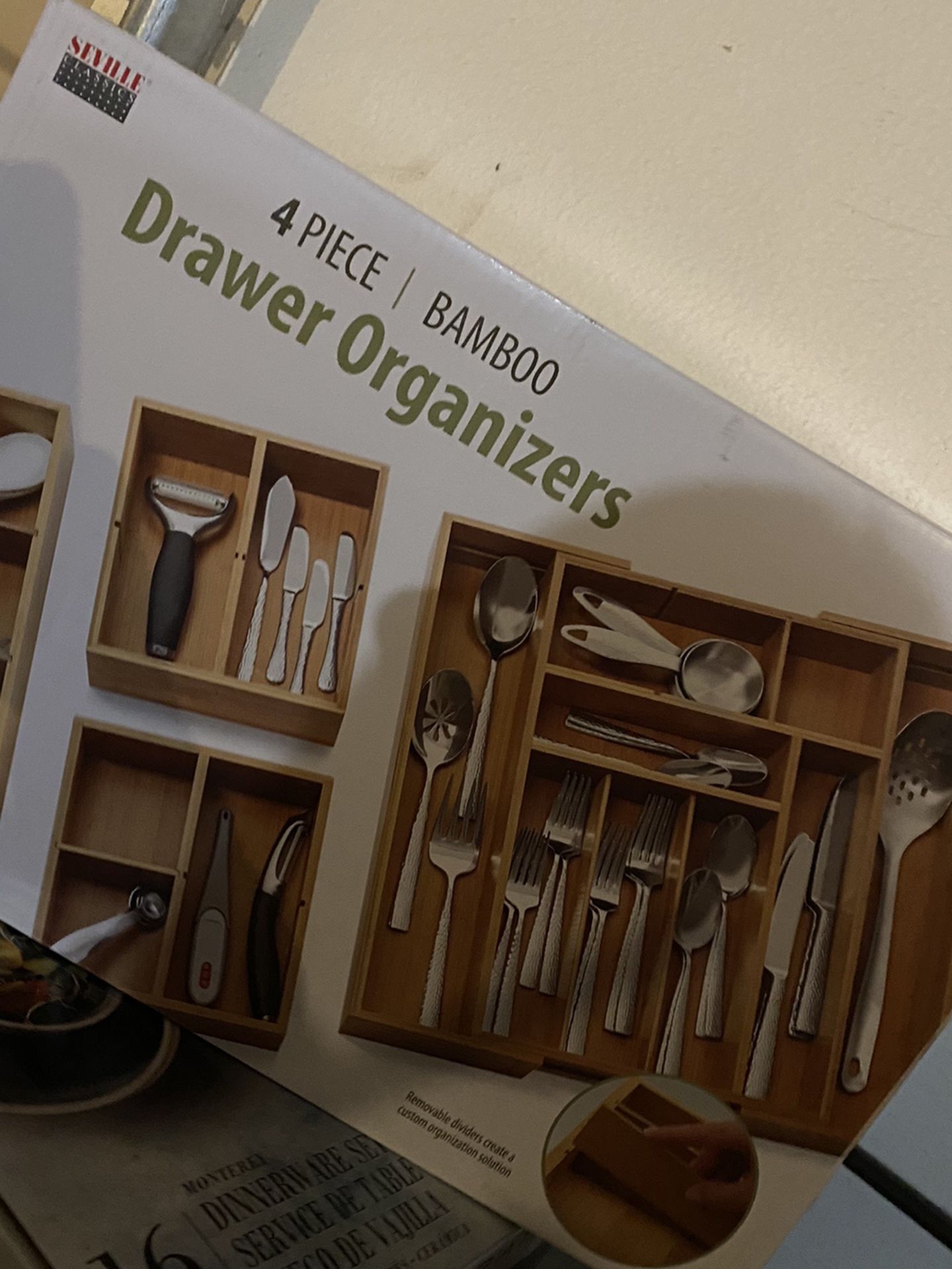 New Bamboo Drawer Organizer. Retail $38 Costco.