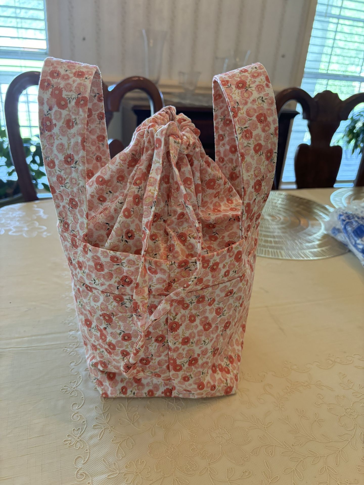 Drawstring Tote Bag - Peach, Pink , Yellow