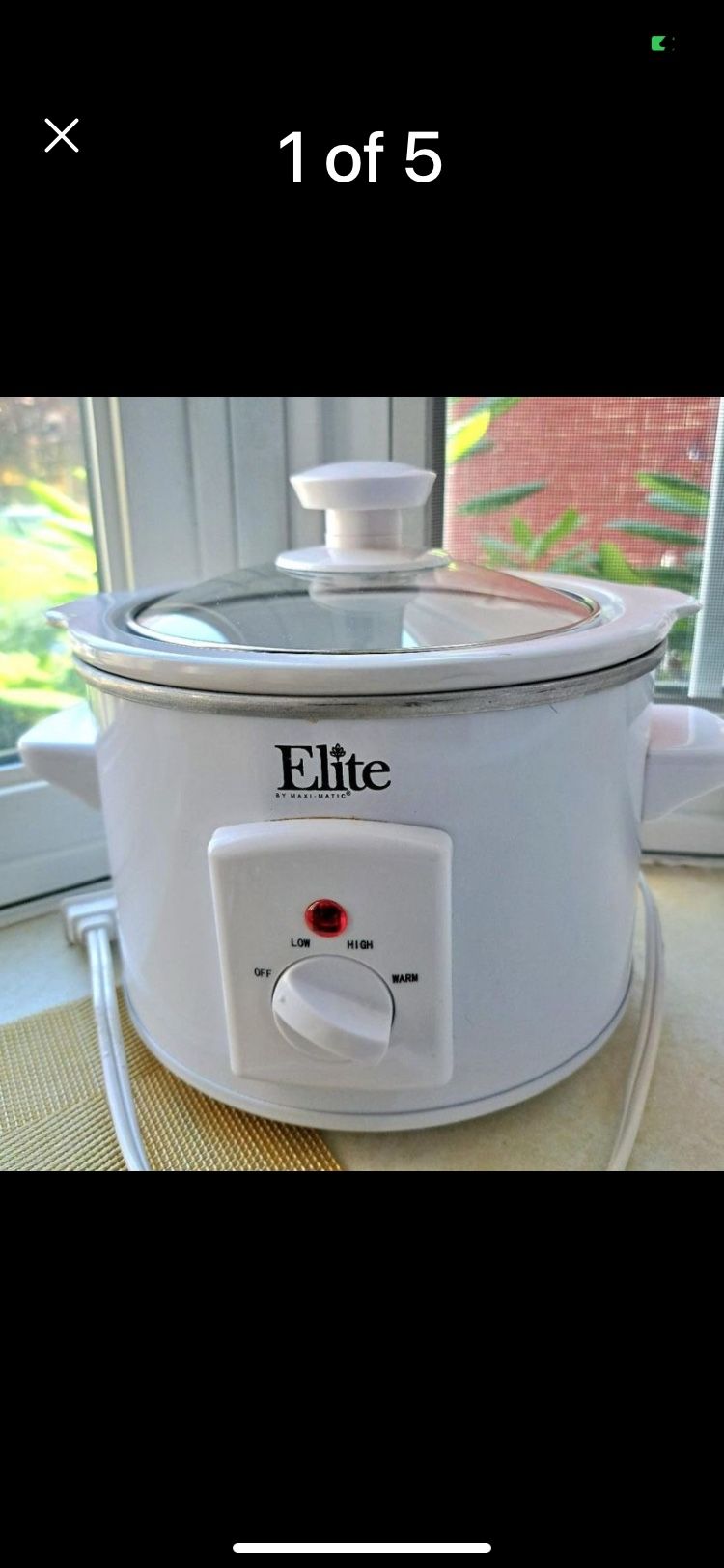 Elite 1.5 Quart Slow Cooker MST-250XW was used one time nice but I need a bigger one