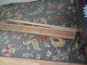Wood Blinds With Header And Brackets.  Approximately 68" Wide× 48" Long.