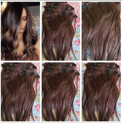 12 inch color brown real hair clip ins only $40