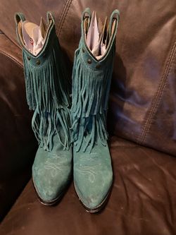 Turquoise Fringe Boots