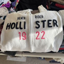 Hollister Extra Soft, White Logo Full Zip Jacket