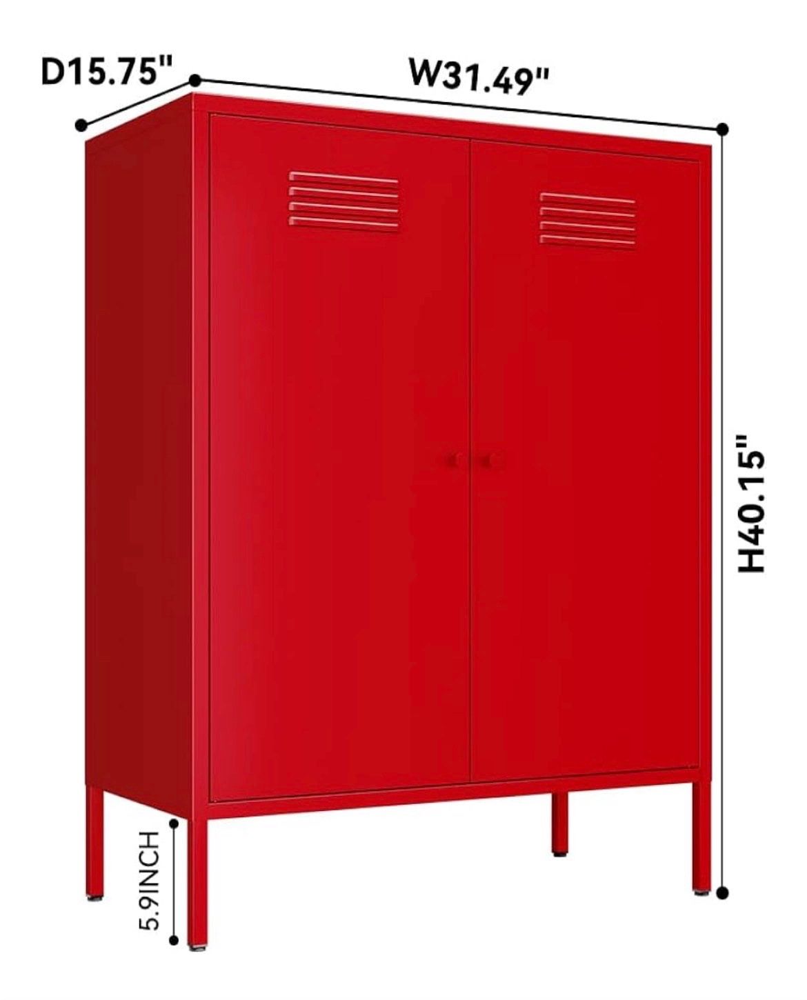 LINGZOE RED METAL LOCKER CABINET $60!  3 Tier Metal Storage Cabinet with 2 Adjustable Shelves  Steel Cupboard Lockers for any room  Local pickup Decat
