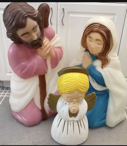 Vintage Christmas Blow Molds Joseph Mary Angel