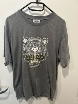 Kenzo Light Grey Classic Tiger Embroidered Logo T-Shirt Size XL