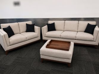 Free Delivery Today! Beautiful! Cleaned 3 piece couch set. Sofa, loveseat and ottoman. No rips or stains! No pets