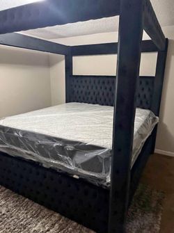 Queen Velvet canopy bed