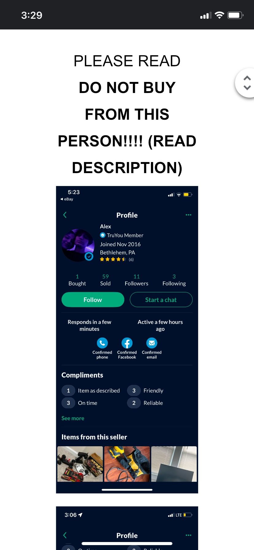 PLEASE READ DO NOT BUY FROM THIS PERSON!!