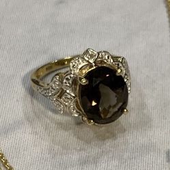 Smoky Quartz Ring. Size 8. New. Beautiful Ring. Base Metal Is 925 Silver. Matching Pendant On My Page 