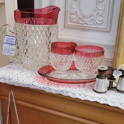 Vintage Indiana Ruby Glass 4 Piece Set Available At Collins Street Junction Antique Shop In Plant City 35% Off