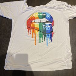 Plus Size Women's Rainbow Lips Pride Month T Shirt