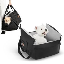 Dog Car Seat Waterproof Booster w Storage Pockets Groom Glove Small Black Gray