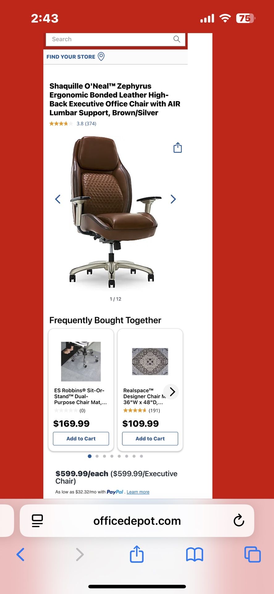 Shaq Executive Leather Office Chair