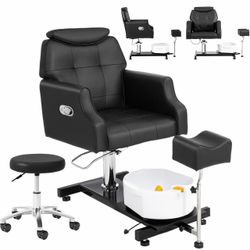 Pedicure Chair Station w/ Bubble Foot Bath & Stool – Like New, Assembled