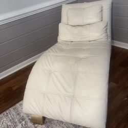 White faux  Leather Chaise Lounge